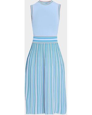 Shoshanna Crosby Sleeveless Striped Knit Midi Dress - Blue