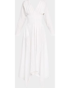 Salon 1884 Camicia Shadow Striped Cotton Batiste Maxi Dress - White