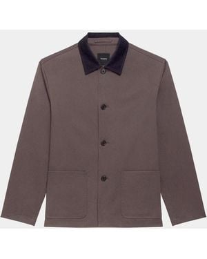 Theory Corduroy-Collar Cotton Twill Jacket - Brown