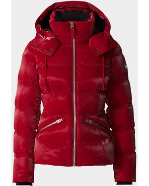 Mackage Madalyn-Glo Glossy Down Jacket With Removable Hood - Red