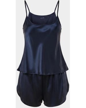 Papinelle Audrey Mulberry Silk Cami Pajama Set - Blue