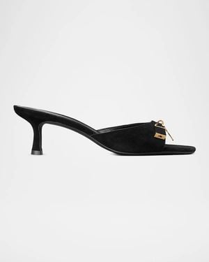 Tory Burch 55Mm Lock Suede Mule Sandals - Black