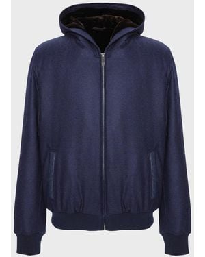 Gorski Apos;S Loro Piana Wool-Cashmere Jacket With Select Shearling Lamb Lining - Blue