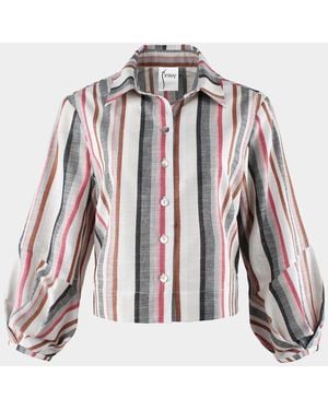 Finley Emmy Cropped Striped Cotton Shirt - Red