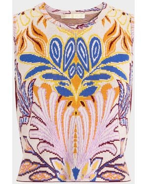 Marie Oliver Kim Boxy Jacquard-Knit Crop Top - Pink