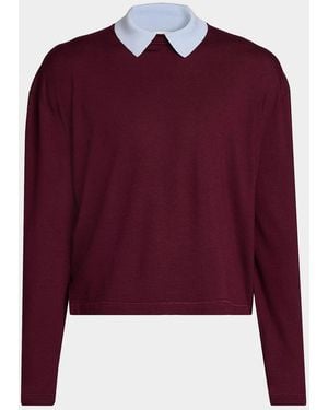 Jil Sander Apos;S Contrast Collar Wool Sweater - Red