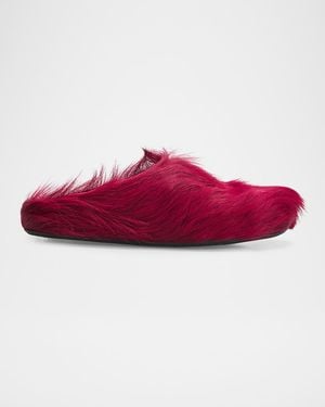 Marni Apos;S Fussbett Calf Hair Sabot Mules - Red