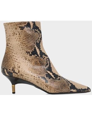 KHAITE Bella Snake-Effect Leather Ankle Boots - Natural