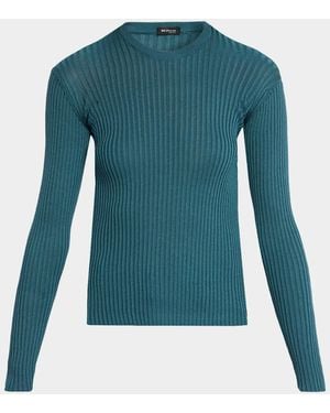 Kiton Rib-Knit Silk Sweater - Blue