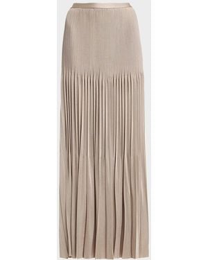 Giorgio Armani Pleated Knit Maxi Skirt - Natural