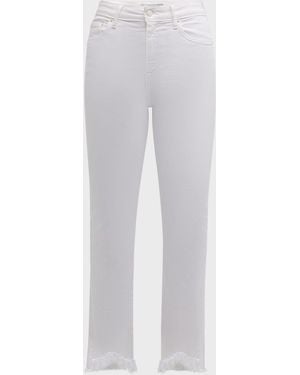 Jonathan Simkhai River High-Rise Straight-Leg Frayed Denim Jeans - White