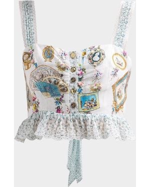CAMILLA Art For The Artisans Frill Crop Top - White