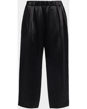 Maria McManus Lyocell Wide-Leg Crop Pull-On Pants - Black