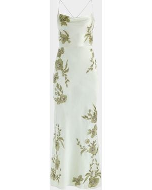 Alice + Olivia Montana Floral-Embellished Cowlneck Maxi Dress - White