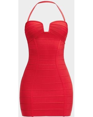 Hervé Léger The Holly Bandage Mini Dress - Red