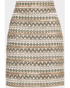 Tahari The Tate Beaded Embroidered Skirt - Natural