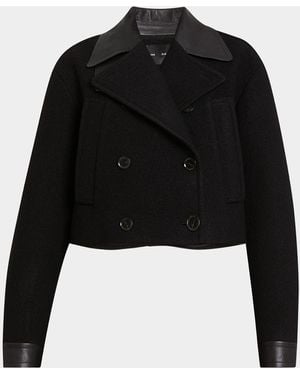 Proenza Schouler Reyes Wool And Faux Leather Crop Jacket - Black