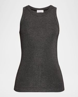 Brunello Cucinelli Shimmering Knit Sleeveless Blouse - Black