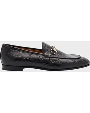 Gucci Jordaan Gg Leather Bit Loafers - Black