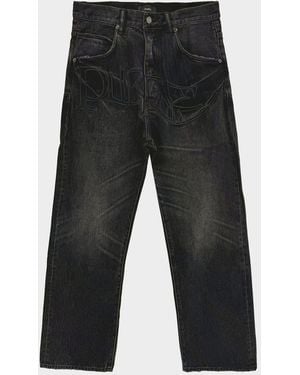 Purple P018 Logo Appliqué Wide-Leg Jeans - Gray