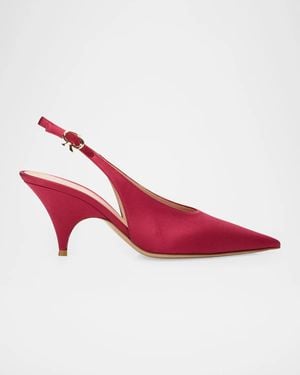 Gianvito Rossi 70Mm Sofia Satin Slingback Pumps - Red