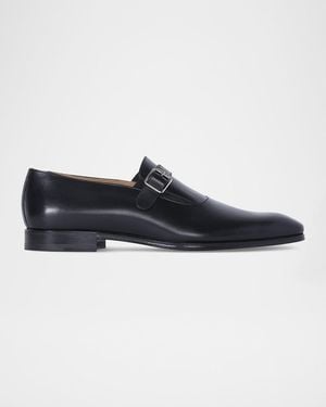 Paul Stuart Apos;S Horace Leather Single-Monk Strap Loafers - Black