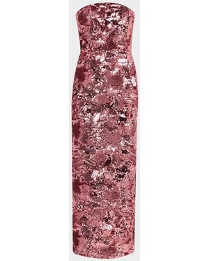 HELSI Leslie Strapless Sequin Column Gown - Red
