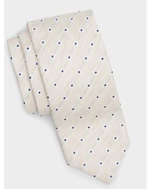 Canali Polka Dot Silk Tie - White