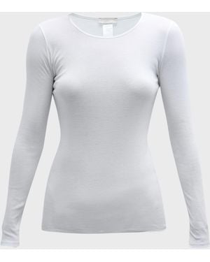 Hanro Cotton Seamless Long-Sleeve Top - White