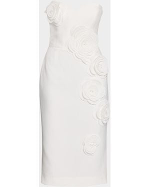 HELSI Kaia Strapless Floral Applique Midi Sheath Dress - White