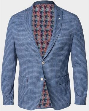 Maceoo Apos;S Descartes Vortex Check Unconstructed Blazer - Blue