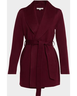 Sofiacashmere Double Face Wool-Cashmere-Blend Belted Wrap Coat - Purple