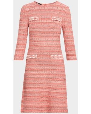 Misook Whipstitch Tweed A-Line Mini Dress - Pink