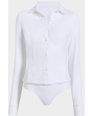Commando Classic Ribbed Button-Down Bodysuit - White