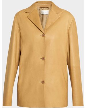 The Row Fabian Single-Breasted Leather Jacket - Yellow