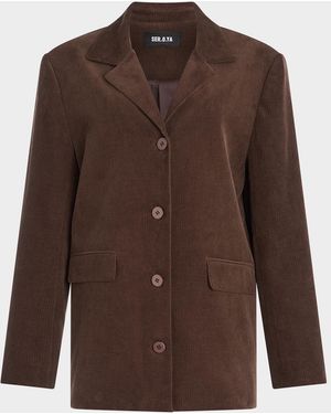 SER.O.YA Hera Corduroy Single-Breasted Blazer - Brown
