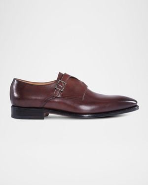 Paul Stuart Apos;S Samson Leather Monk Strap Loafers - Purple