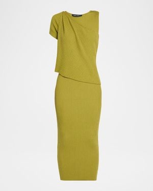 Wynn Hamlyn Shrug Rib-Knit Midi Dress - Green
