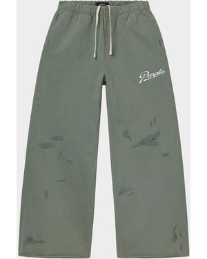 Purple Apos;Distressed Cotton Flared Logo Sweatpants - Green