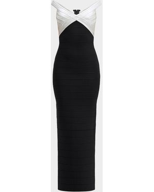 Hervé Léger The Metallic Bandage Maxi Dress - Black