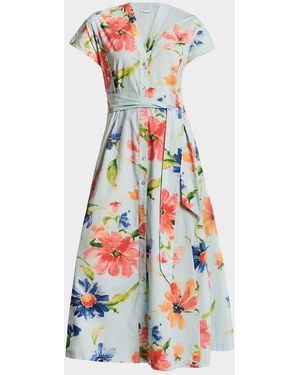 Frances Valentine Eve Floral-Print Cotton Midi Dress - White
