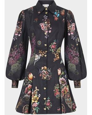CAMILLA Night Garden Mini Shirtdress - Blue