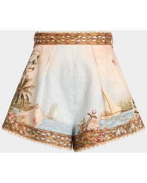 Zimmermann Mahon Island Linen Shorts - Natural