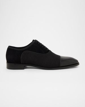 Christian Louboutin Greggory Leather & Fabric Oxford Shoes - Black
