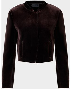 Akris Kadet Velvet Neoprene Short Jacket - Black