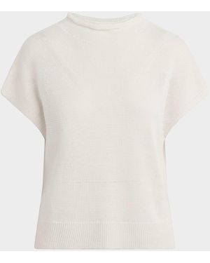 FAVORITE DAUGHTER The Stevie Linen Short-Sleeve Sweater - White