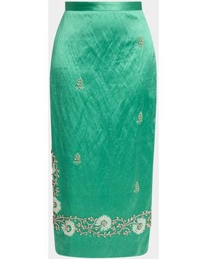 Erdem Embellished Midi Skirt - Green