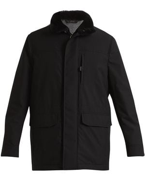 Brioni Apos;S Shearling Collar Field Jacket - Black