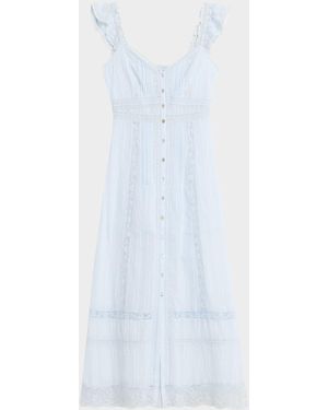 LoveShackFancy Kailette Button-Front Maxi Dress - White