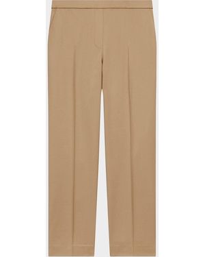 Theory Treeca Virgin Wool Flannel Cropped Pull-On Pants - Natural